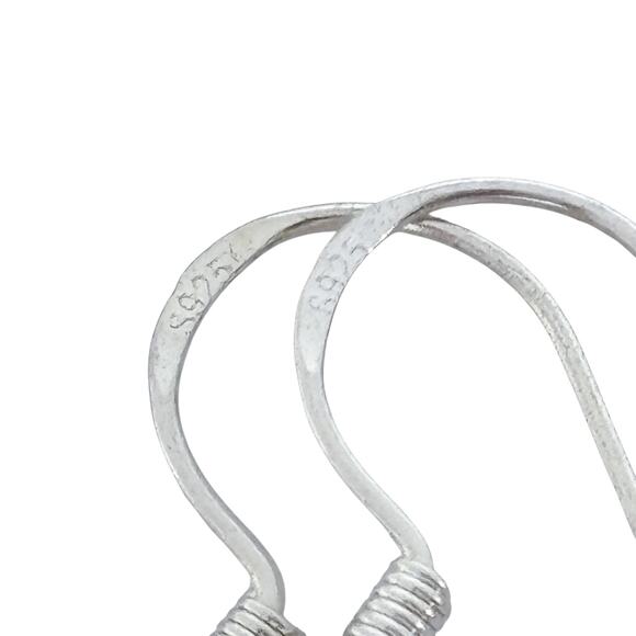 Estate Sterling Silver 925 Pink Crystal Dangle Earrings - Picture 5 of 8